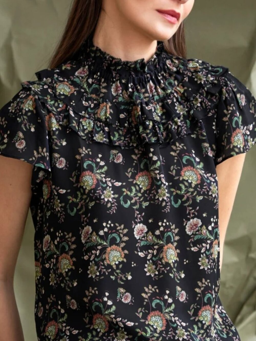 EUC GoSilk Brunch Date Floral Silk Blouse, Sz - Sm
